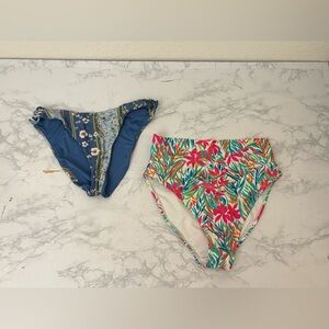 Bingo Surf Classic High Cut Bikini Bottom Size S Lot Of 2 Womens Floral​